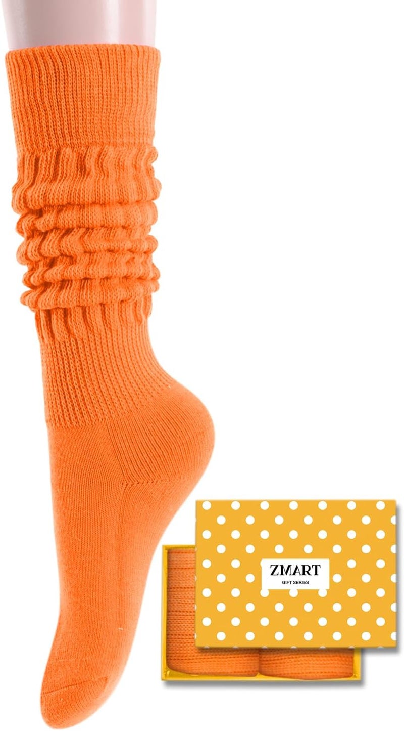 Zmart Women Slouch Socks - Cozy Scrunch Socks, 80s Style in White, Black, Orange & Cream - Image 1
